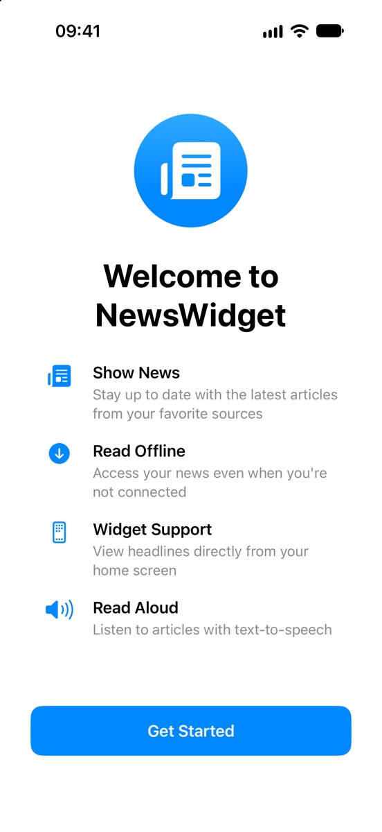 Bienvenida a NewsWidget: ver noticias, leer sin conexión, compatibilidad con widgets y lectura en voz alta